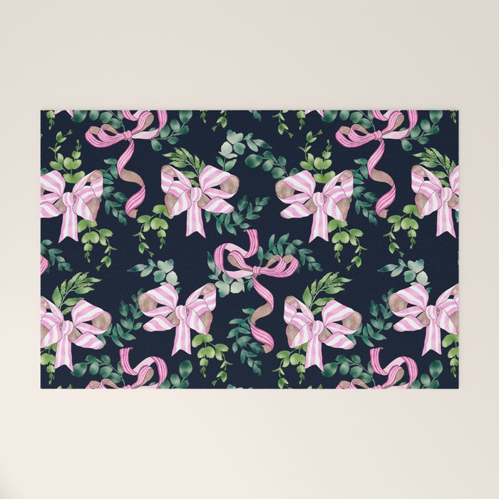 Whimsical Cheerful Bows Plants Welcome Mat Gallery Image 1