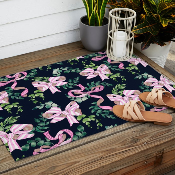 Whimsical Cheerful Bows Plants Outdoor Rug Gallery Image 2