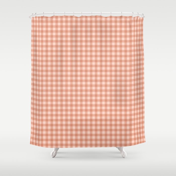 Gingham Plaid Pattern - Natural Rose Shower Curtain Gallery Image 1