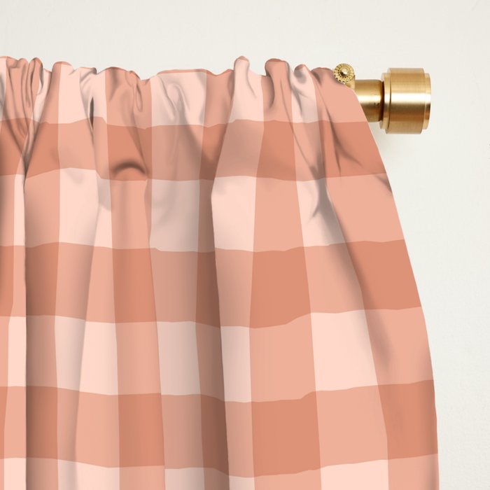 Gingham Plaid Pattern - Natural Rose Window Curtain Gallery Image 2