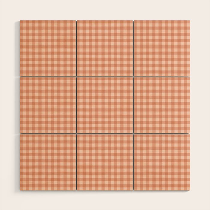 Gingham Plaid Pattern - Natural Rose Wood Wall Art Gallery Image 1