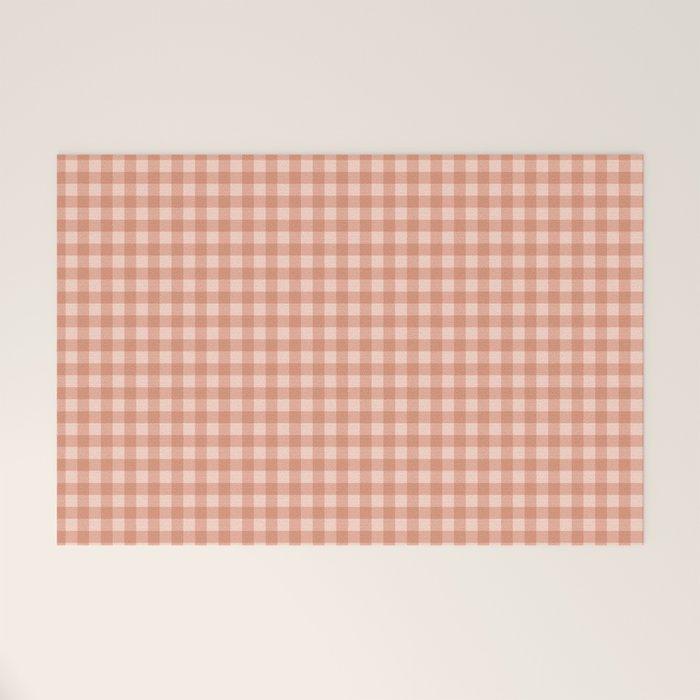 Gingham Plaid Pattern - Natural Rose Welcome Mat Gallery Image 1