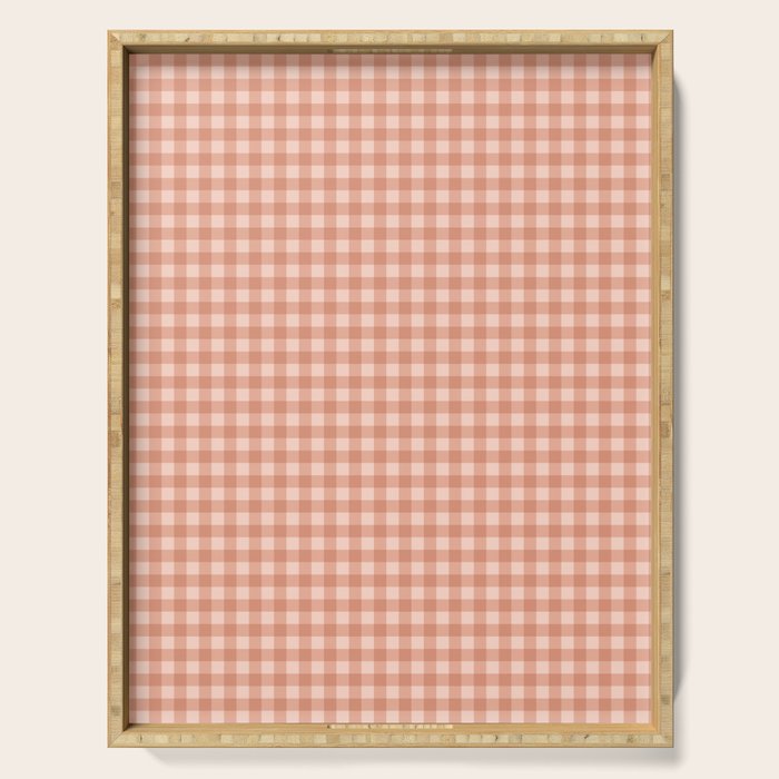 Gingham Plaid Pattern - Natural Rose Serving Tray Gallery Image 1