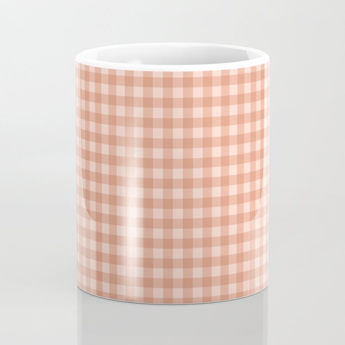 Gingham Plaid Pattern - Natural Rose Coffee Mug Gallery Image 4