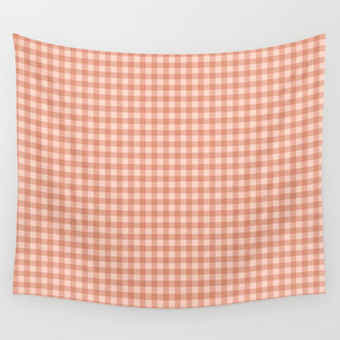 Gingham Plaid Pattern - Natural Rose Wall Tapestry Gallery Image 1