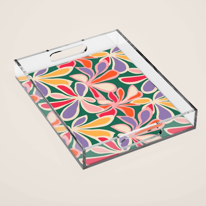 Colorful abstract flower art pattern Acrylic Tray Gallery Image 1