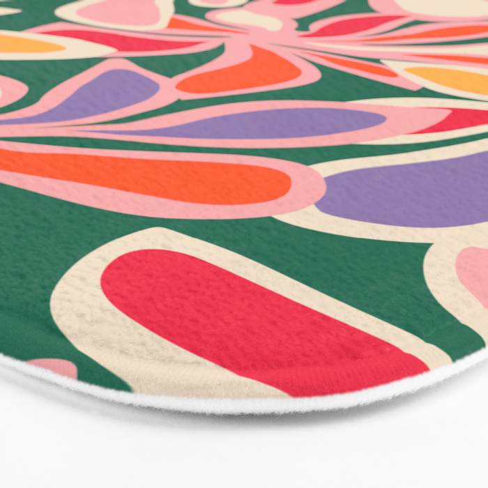 Colorful abstract flower art pattern Bath Mat Gallery Image 3