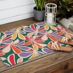 Colorful abstract flower art pattern Outdoor Rug Gallery Image 2