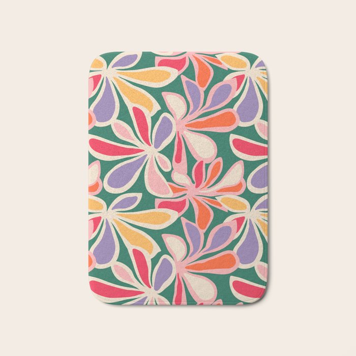 Colorful abstract flower art pattern Bath Mat Gallery Image 1