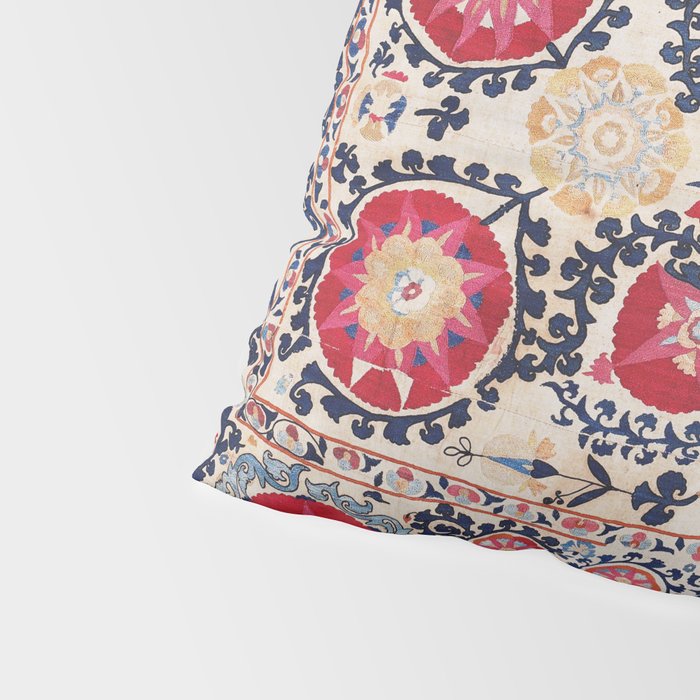 Shakhrisyabz Suzani Southwest Uzbekistan Embroidery Print Pillow Sham Gallery Image 4
