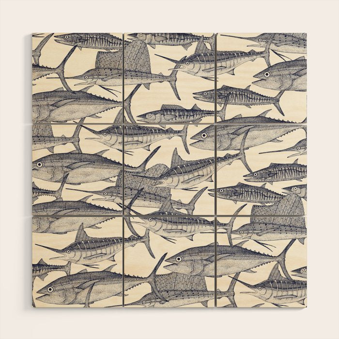 Atlantic fish blue Wood Wall Art Gallery Image 1