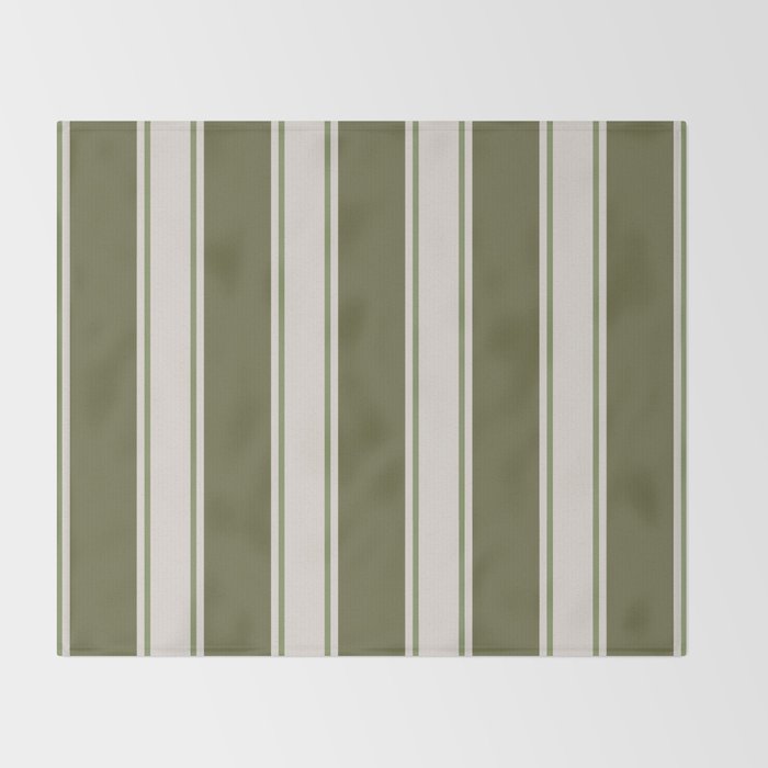 Olive Green Striped - Cozy Heirloom Throw Blanket Gallery Image 2