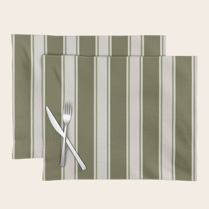 Olive Green Striped - Cozy Heirloom Placemat Gallery Image 1