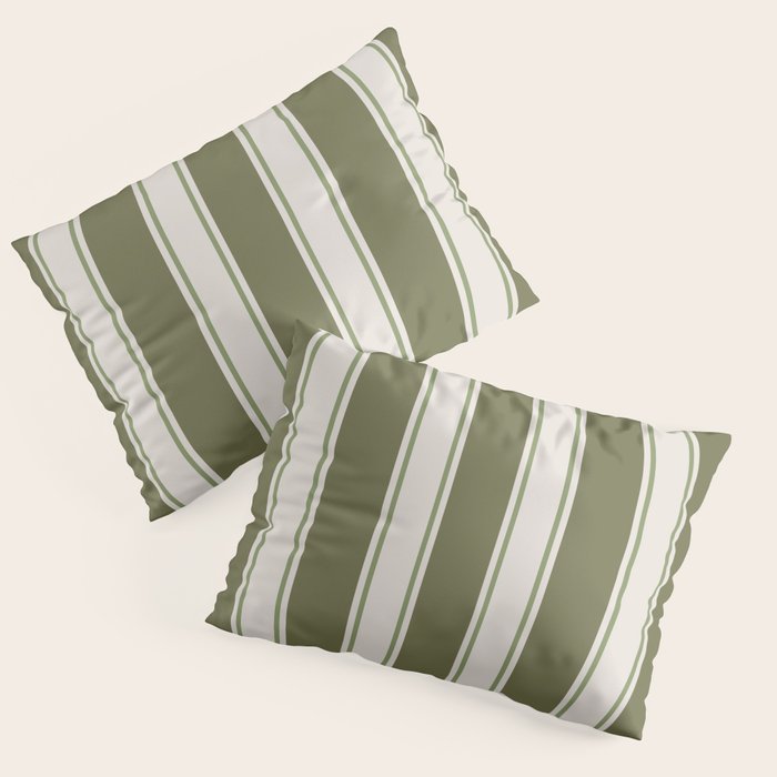 Olive Green Striped - Cozy Heirloom Pillow Sham Gallery Image 1