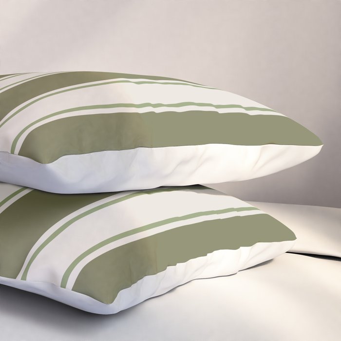 Olive Green Striped - Cozy Heirloom Pillow Sham Gallery Image 3