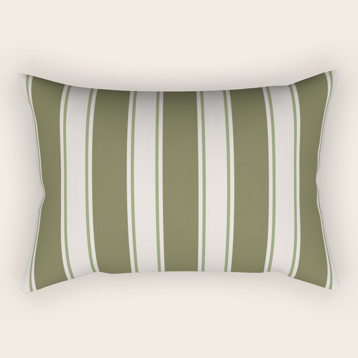 Olive Green Striped - Cozy Heirloom Rectangular Pillow Gallery Image 1