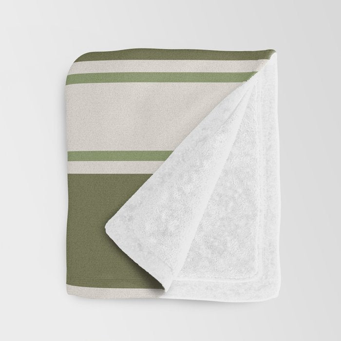 Olive Green Striped - Cozy Heirloom Throw Blanket Gallery Image 3