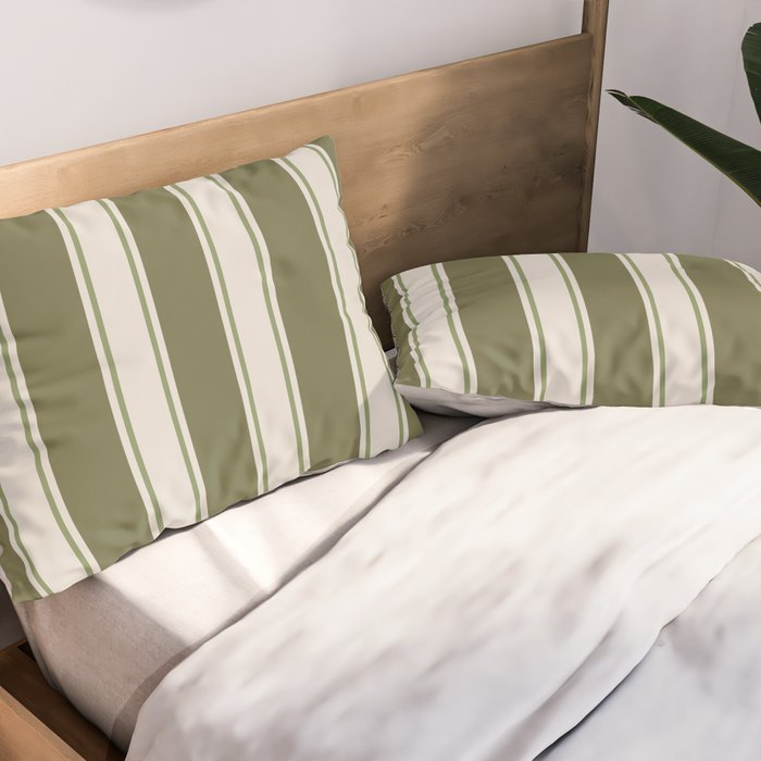 Olive Green Striped - Cozy Heirloom Pillow Sham Gallery Image 2
