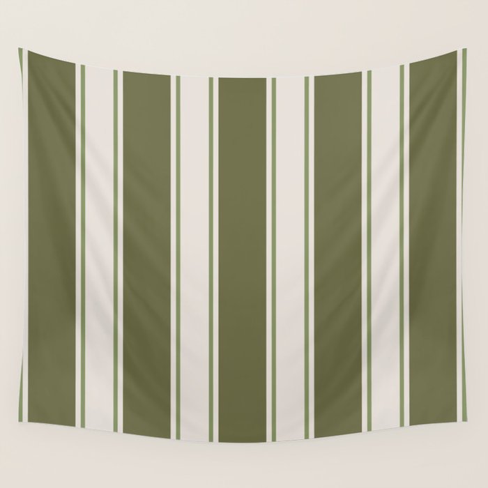 Olive Green Striped - Cozy Heirloom Wall Tapestry Gallery Image 4
