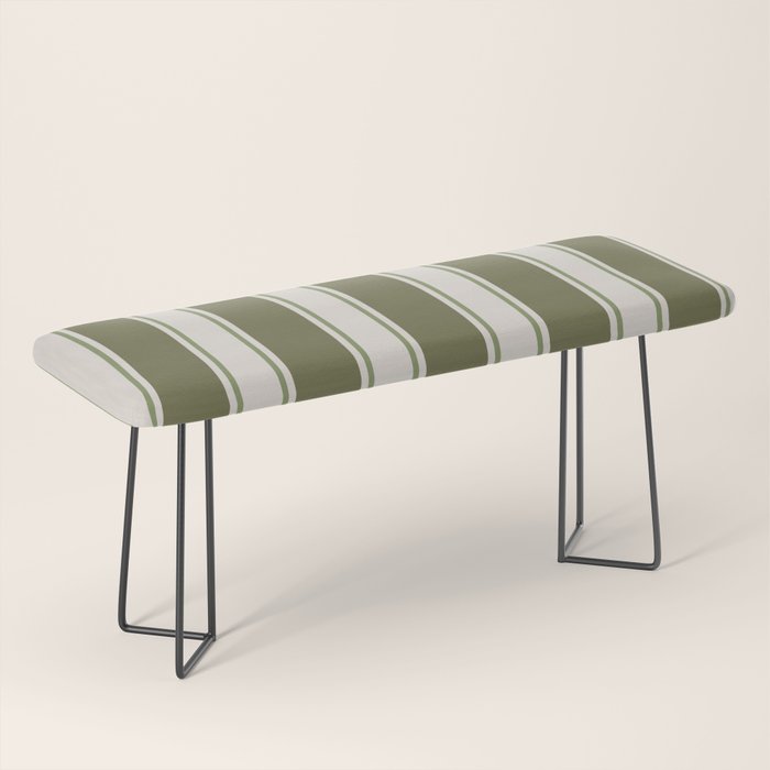 Olive Green Striped - Cozy Heirloom Bench Gallery Image 1