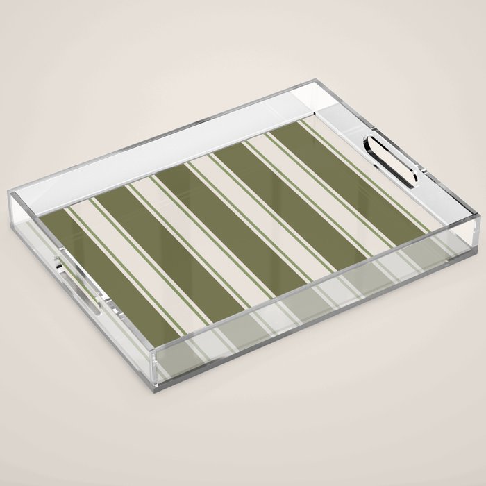 Olive Green Striped - Cozy Heirloom Acrylic Tray Gallery Image 1