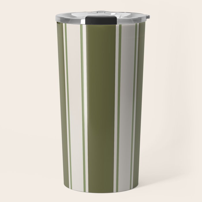 Olive Green Striped - Cozy Heirloom Travel Mug Gallery Image 1