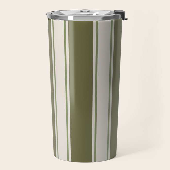 Olive Green Striped - Cozy Heirloom Travel Mug Gallery Image 2