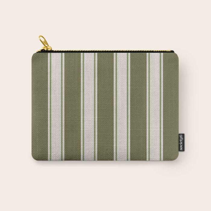 Olive Green Striped - Cozy Heirloom Carry All Pouch Gallery Image 1