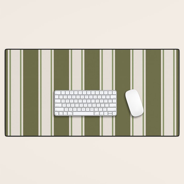 Olive Green Striped - Cozy Heirloom Desk Mat Gallery Image 1