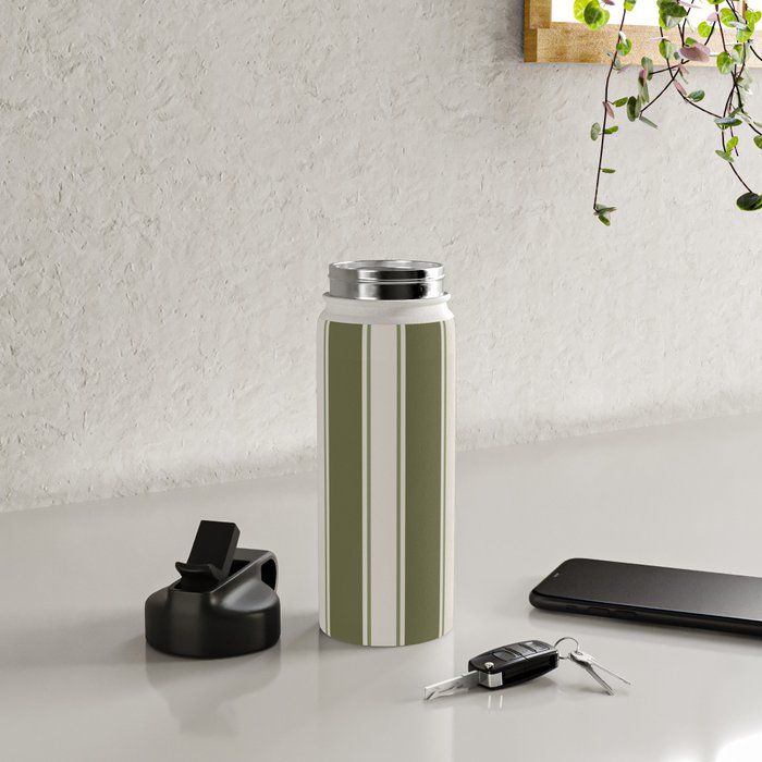 Olive Green Striped - Cozy Heirloom Water Bottle Gallery Image 4