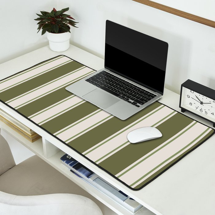 Olive Green Striped - Cozy Heirloom Desk Mat Gallery Image 2