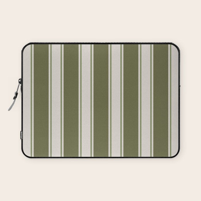Olive Green Striped - Cozy Heirloom Laptop Sleeve Gallery Image 1
