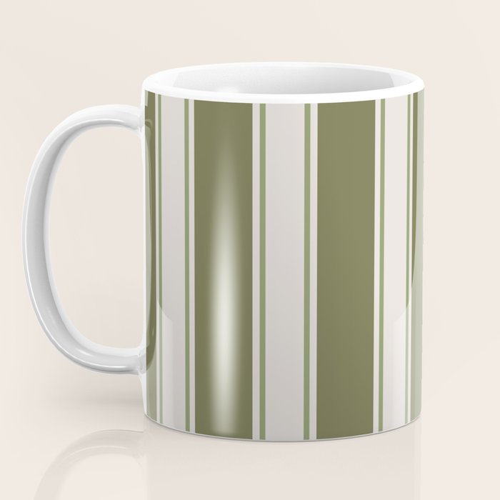 Olive Green Striped - Cozy Heirloom Coffee Mug Gallery Image 3