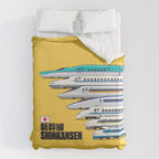 Shinkansen Bullet Train Evolution - Yellow Duvet Cover Gallery Image 6
