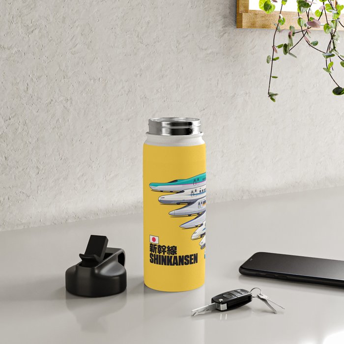 Shinkansen Bullet Train Evolution - Yellow Water Bottle Gallery Image 4