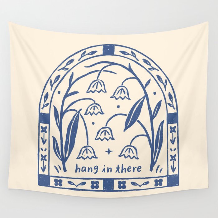 Hang in There - Block Print Bluebells Wall Tapestry Gallery Image 4