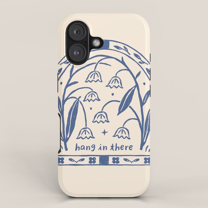 Hang in There - Block Print Bluebells iPhone Case Gallery Image 1