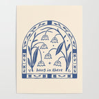 Hang in There - Block Print Bluebells Poster Gallery Image 4