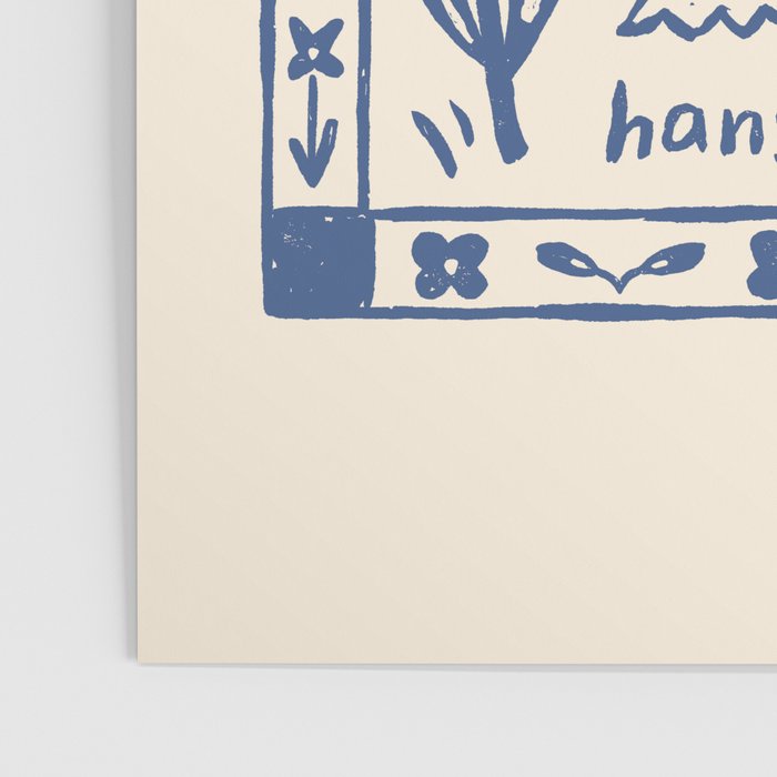Hang in There - Block Print Bluebells Poster Gallery Image 3