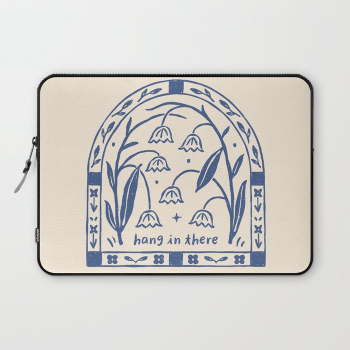 Hang in There - Block Print Bluebells Laptop Sleeve Gallery Image 1