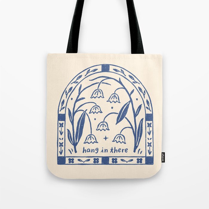 Hang in There - Block Print Bluebells Tote Bag Gallery Image 1