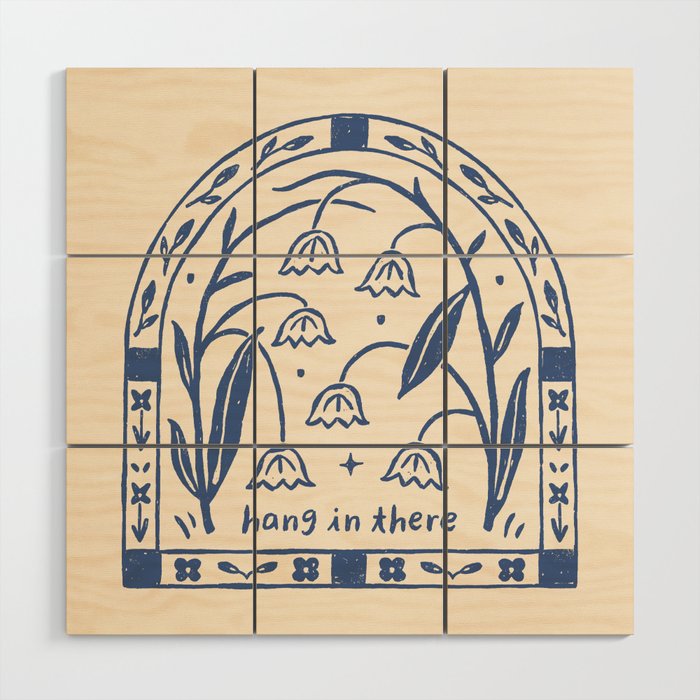 Hang in There - Block Print Bluebells Wood Wall Art Gallery Image 1