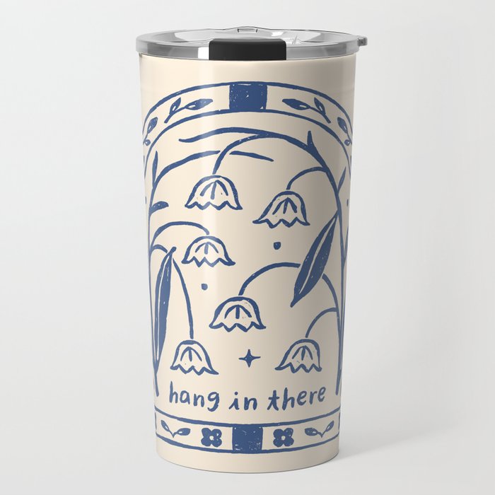 Hang in There - Block Print Bluebells Travel Mug Gallery Image 1