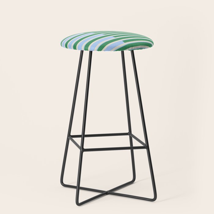 Minimalist Striped Pattern in Blue and Green Stool Gallery Image 1
