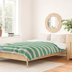 Minimalist Striped Pattern in Blue and Green Duvet Cover Gallery Image 2