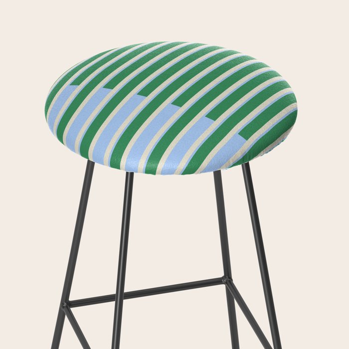 Minimalist Striped Pattern in Blue and Green Stool Gallery Image 2