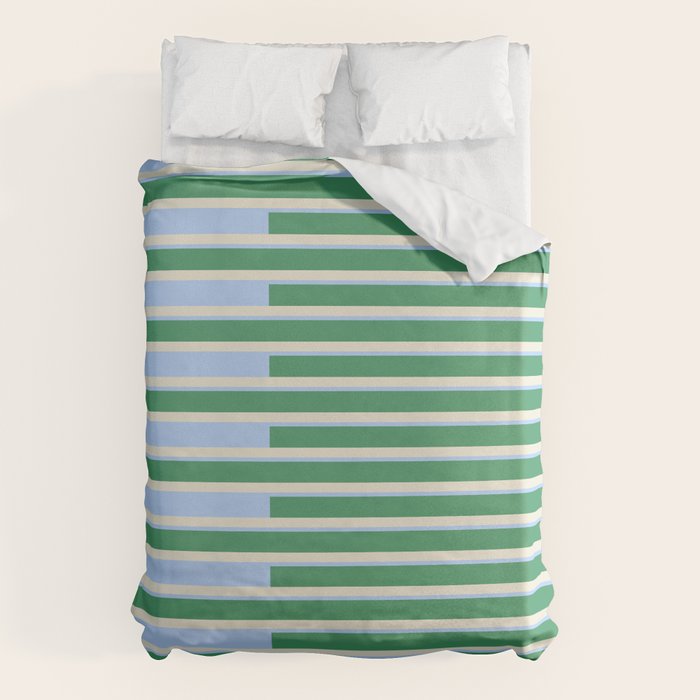 Minimalist Striped Pattern in Blue and Green Duvet Cover Gallery Image 6