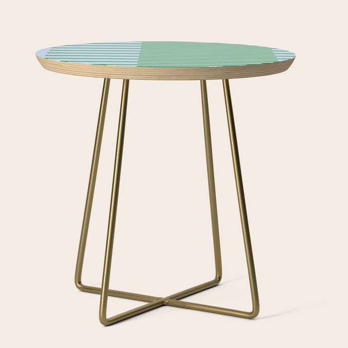 Minimalist Striped Pattern in Blue and Green Side Table Gallery Image 1