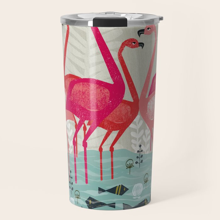 Flamingos by Andrea Lauren  Travel Mug Gallery Image 1
