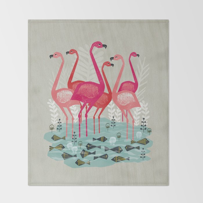 Flamingos by Andrea Lauren  Throw Blanket Gallery Image 2